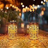 DIBIEECN 2 Pack Sunflower Birthday Gifts for Women,Solar Lanterns Outdoor Hanging Lantern Lights,Hollowed-Out Metal Decor Waterproof LED Decorative Garden Light - Garden Decoration for Patio, Yard