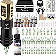 Nazzor Tattoo Kits Tattoo Machine with 1800mAh LED Display Tatoo Kit for Beginner 40PCS Cartridge Needles and 14 Ink Gold