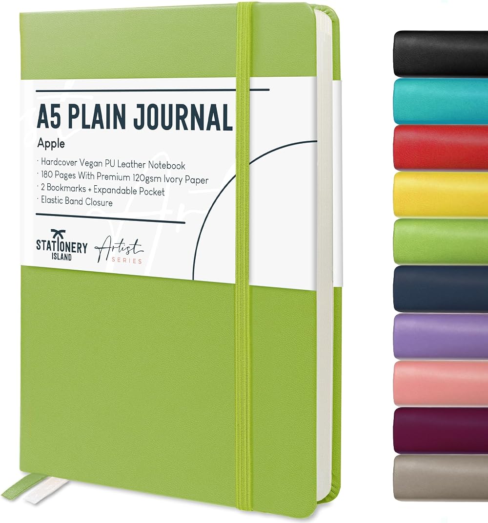 Stationery Island A5 Unlined Notebook Hardcover 180 Pages 120gsm