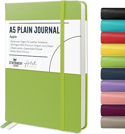 Stationery Island A5 Unlined Notebook Hardcover 180 Pages 120gsm