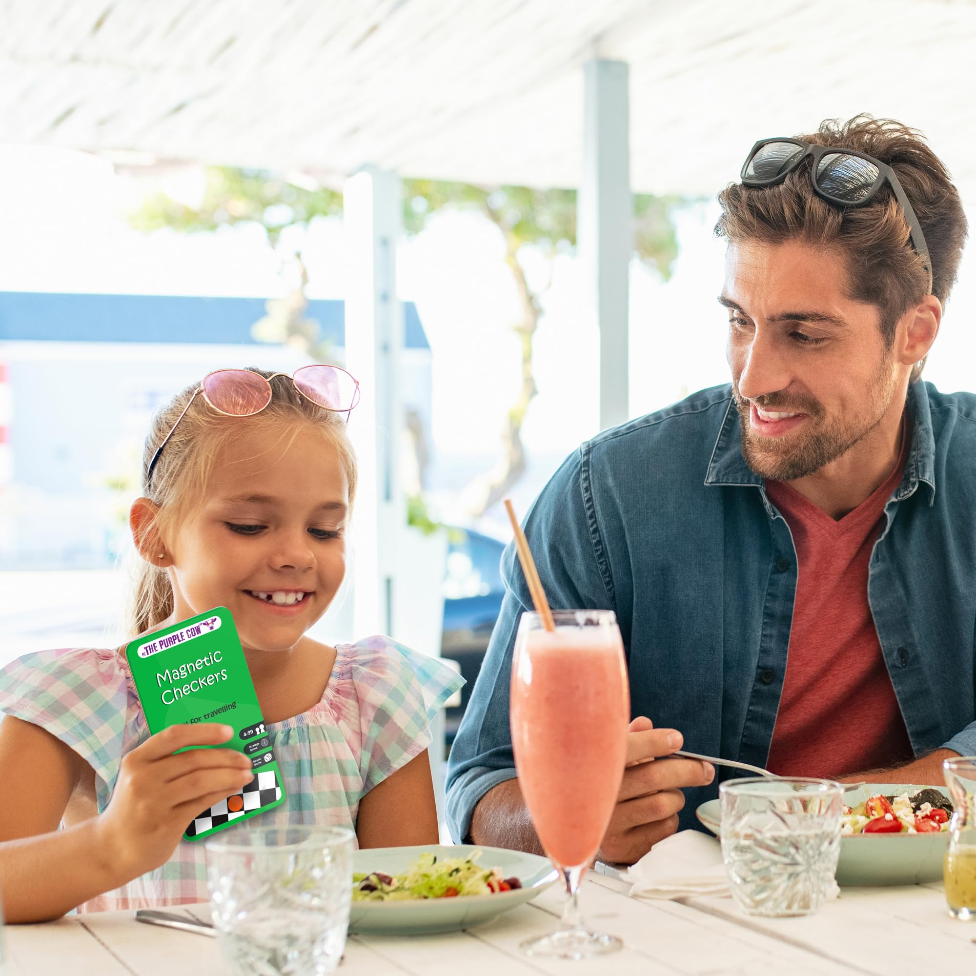 The Purple Cow Magnetic Travel Checkers Game - Board Games for Kids and Adults. Great for Travel.
