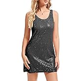 Ainuno Sequin Dress for Women,Sparkly Sleeveless Tank Dresses Sexy Metallic Party Outfit