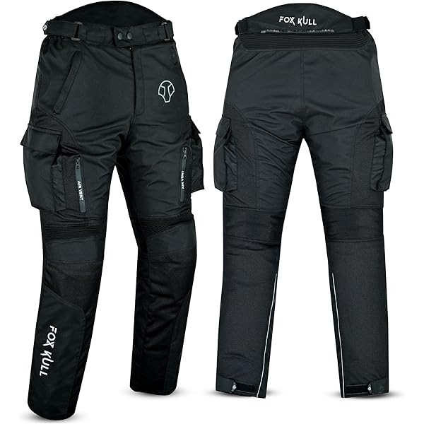 FOXKULL Motorbike Pants Water Resistant Cordura Textile Fabric for