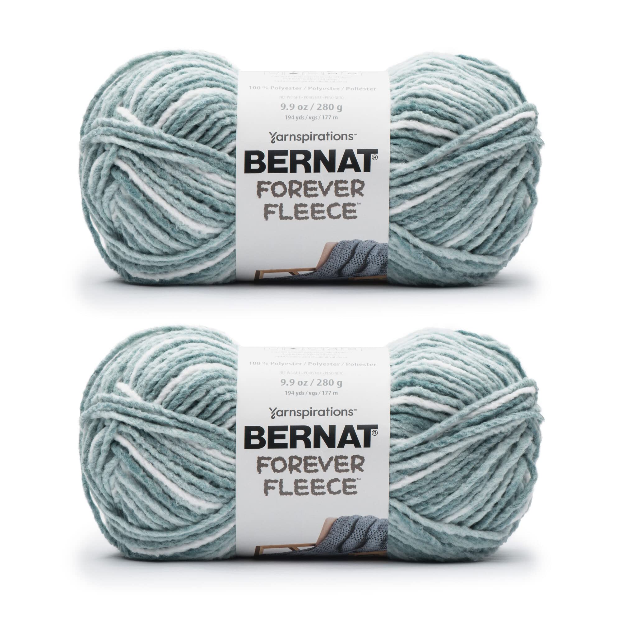 Bernat Forever Fleece Peppermint Yarn - 2 Pack of 280g/9.9oz - Polyester - 6 Super Bulky - 194 Yards - Knitting/Crochet
