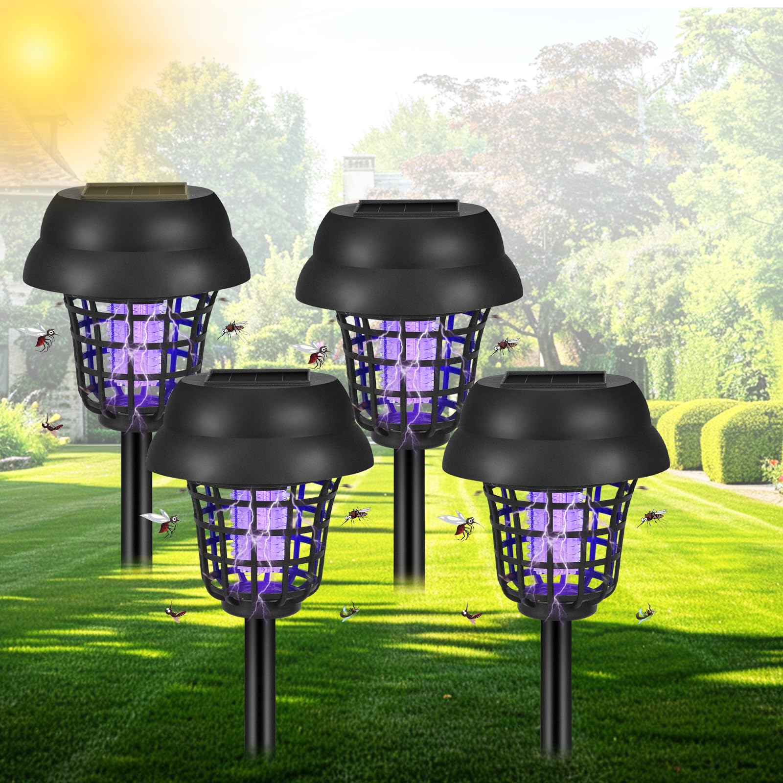 Curated visual reference: Visual Reference: 4 Pack 2025 Solar Bug Zapper Outdoor Mosquito Killer For