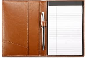 HISCOW Leather Junior Padfolio for Men & Women with Pen Loop, Italian Calfskin, Business Portfolio Notebook Folder (Antiqued Brown)
