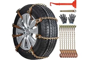 Qoosea Snow Chains Tire Chains for Car Trucks 8 Pieces Universal Thickened Manganese Steel Emergency Snow Tyre Chains Adjustable Tire Wheel Traction Chains for TPU Vans Vans Truck SUV Car