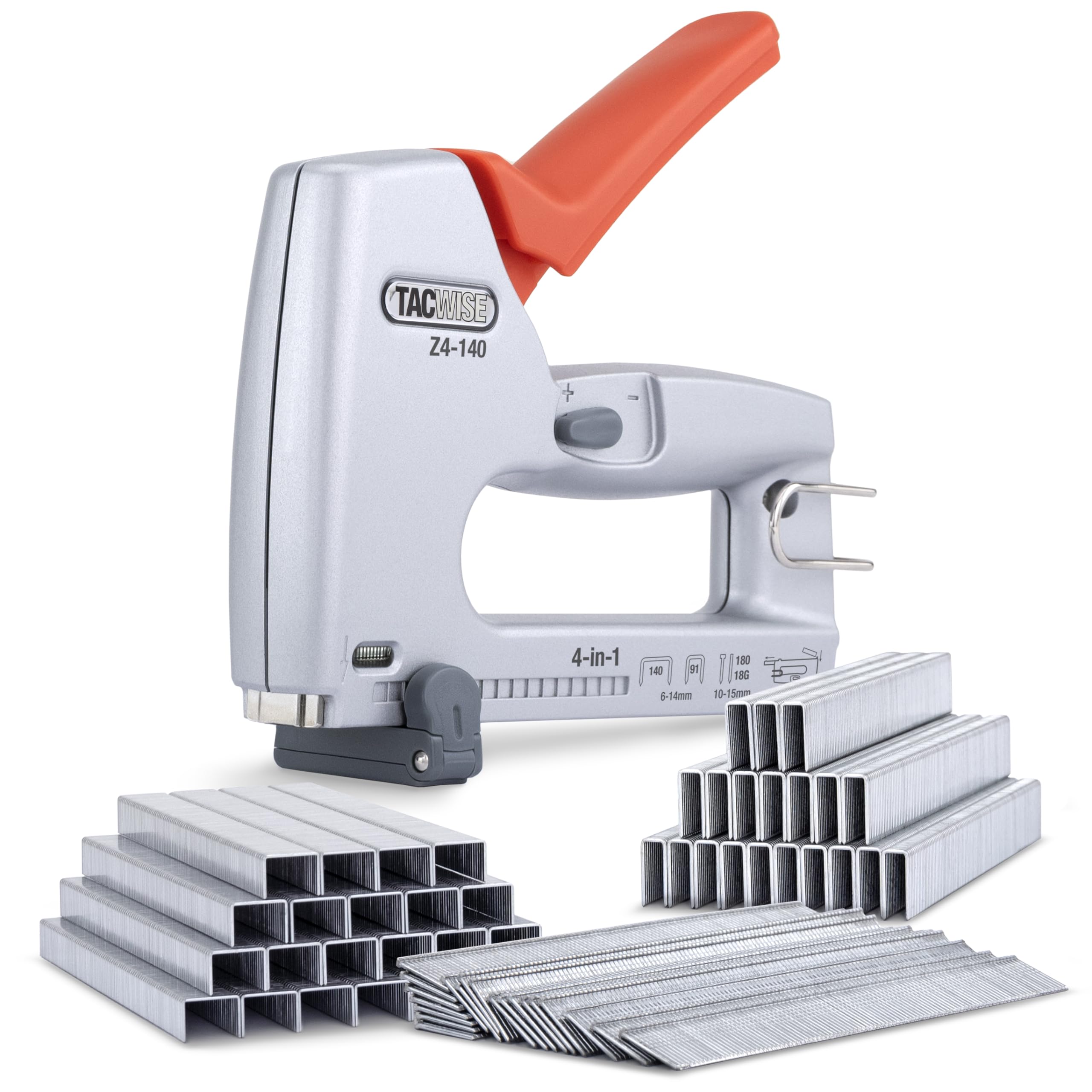 Tacwise 1764 Z4-140 Heavy Duty 4-in-1 Metal Staple/Nail Gun with 4000 Staples and 2000 Nails, Uses Type 140 and 91 Staples, Type 18G Nails and 180 Headless Pins
