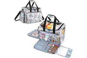 Teamoy Yarn Bag, Travel Knitting Tote Bag with Foldable Inner Dividers for WIP, Yarn Skeins and Knitting Accessories, Dandeli