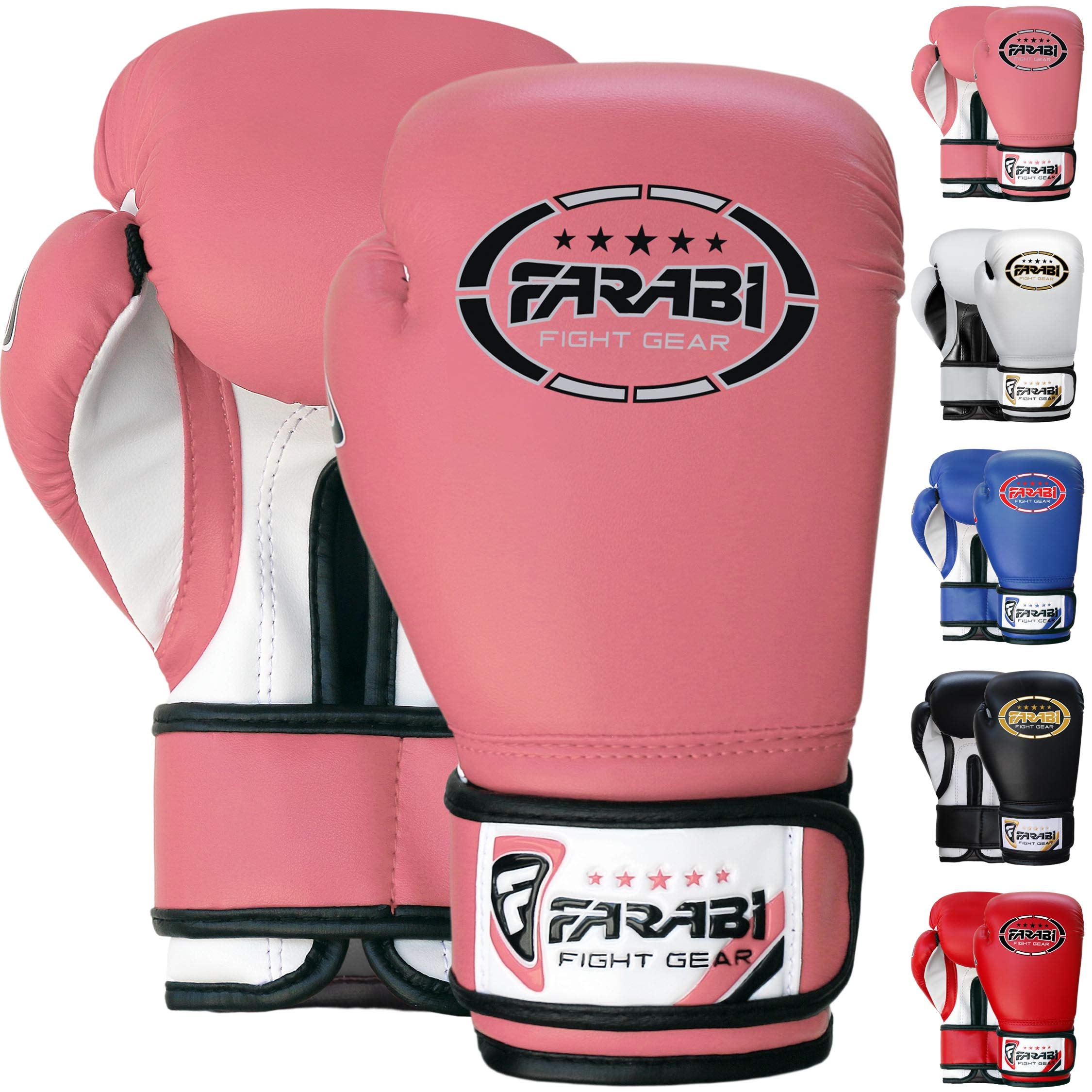 Farabi Sports Kids Boxing Gloves 6, 8-oz Junior Muay Thai Gloves Youth Kickboxing Sparring Punching Bag Training Gloves (Pink, 8-oz)