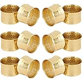 ITOS365 Handmade Round Hammered Golden Napkin Rings Holder for Dinning Table Parties Everyday, Set of 12