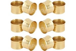 ITOS365 Handmade Round Hammered Golden Napkin Rings Holder for Dinning Table Parties Everyday, Set of 12