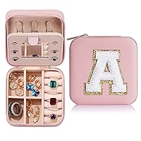 Parima Gifts for Teen Girls Kids - Gifts for Teen Girl Trendy Stuff, Birthday Gifts for 5 6 7 8 9 10 11 12 13 14 15 Year Old Girls,Cute Travel Jewelry Case Small Jewelry Box | Letter A, Pink