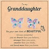 Hypoallergenic Cute Stud Butterfly Earrings for Girls 8-12 Teen Tween Girls Trendy Stuff Jewelry Granddaughter from Grandma Birthday Gifts