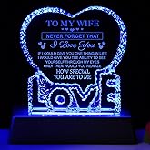 ZHSHWAT Valentines Birthday Day Gifts for Wife,Heart-Shaped Crystal Multicolor Nightlight Husband to Wife Gifts for Wedding Anniversary Birthday Gifts