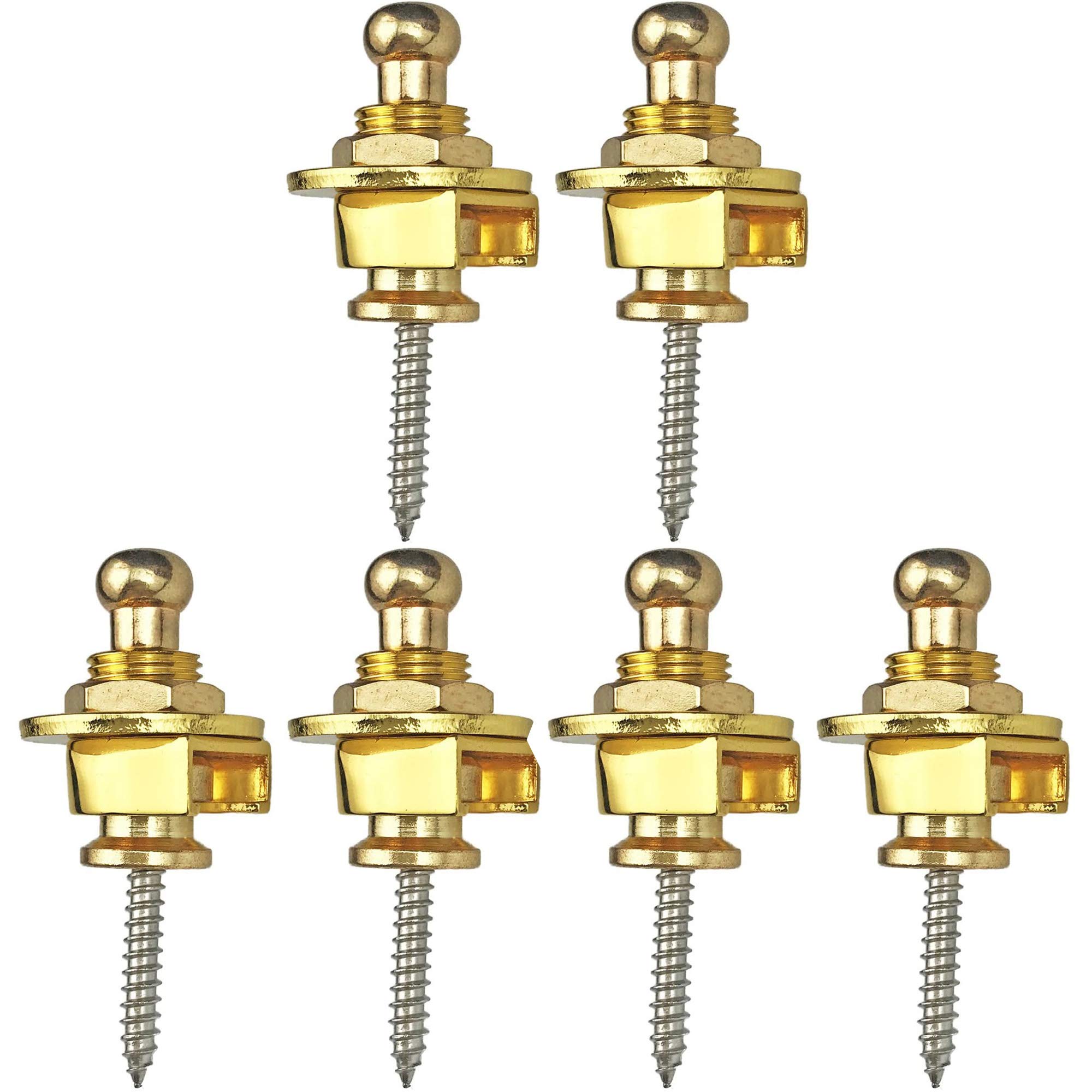 POFET 6pcs Guitar Strap Lock Anti-stripping Lock System for Guitar and Bass Strap - Golden