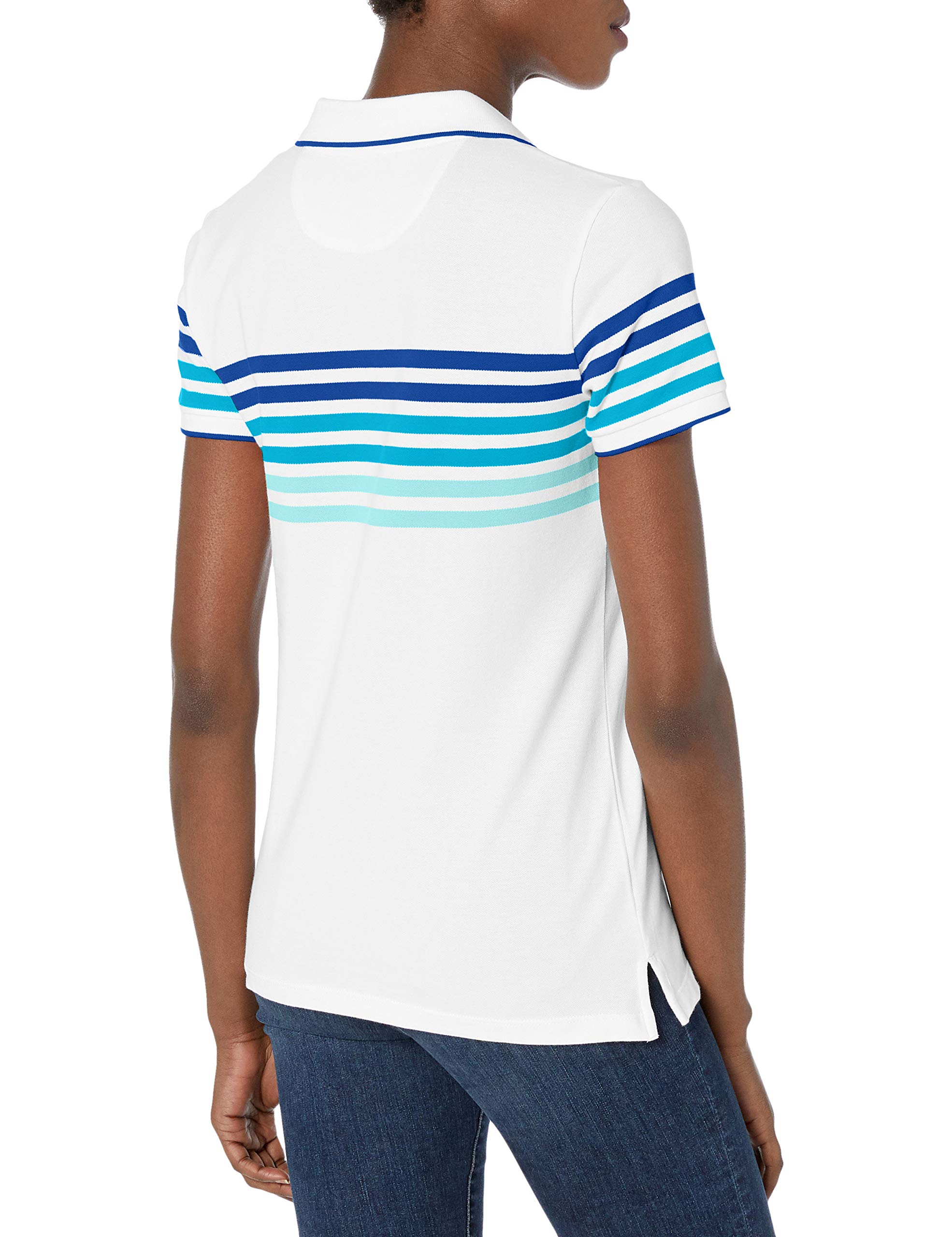 Nautica Women's Classic Fit Striped VNeck Collar Stretch Cotton Polo