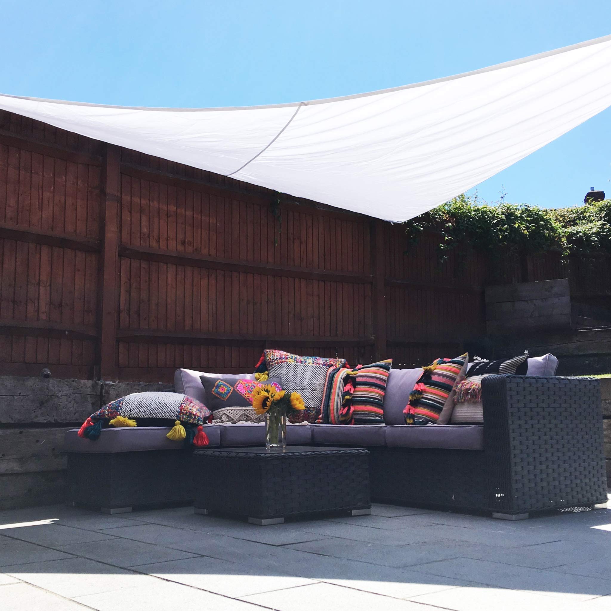 Clara Shade Sails - White Triangle 3m Sun Shade Sail, Conservatory Sail Shades, Pergola Canopy, Garden Sail Canopy Waterproof, Patio Gazebo, Tent, Outdoor Sun Sail Shade, Garden Awning