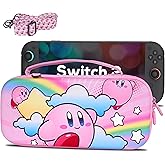 TIKOdirect Carrying Case for Switch 2(2025), Cute Portable Travel Bag in Updated Design of Pink Interior with an Adjustable Shoulder Strap, Pink