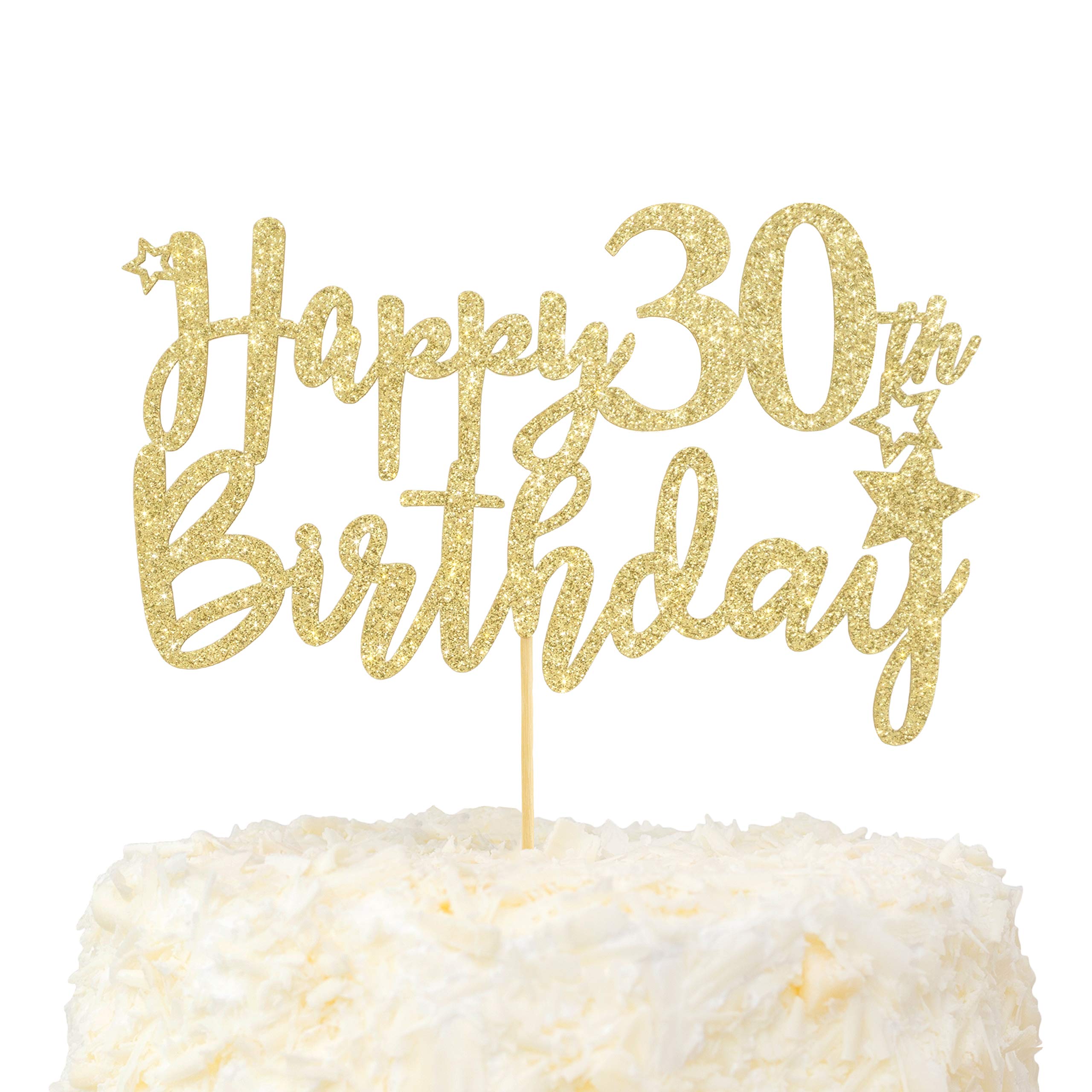 LOVENJOY Happy 30th Birthday Cake Topper Hello 30 and Fabulous Cake Decoration Gold Glitter Cheers to 30 Years Party Supplies Decor