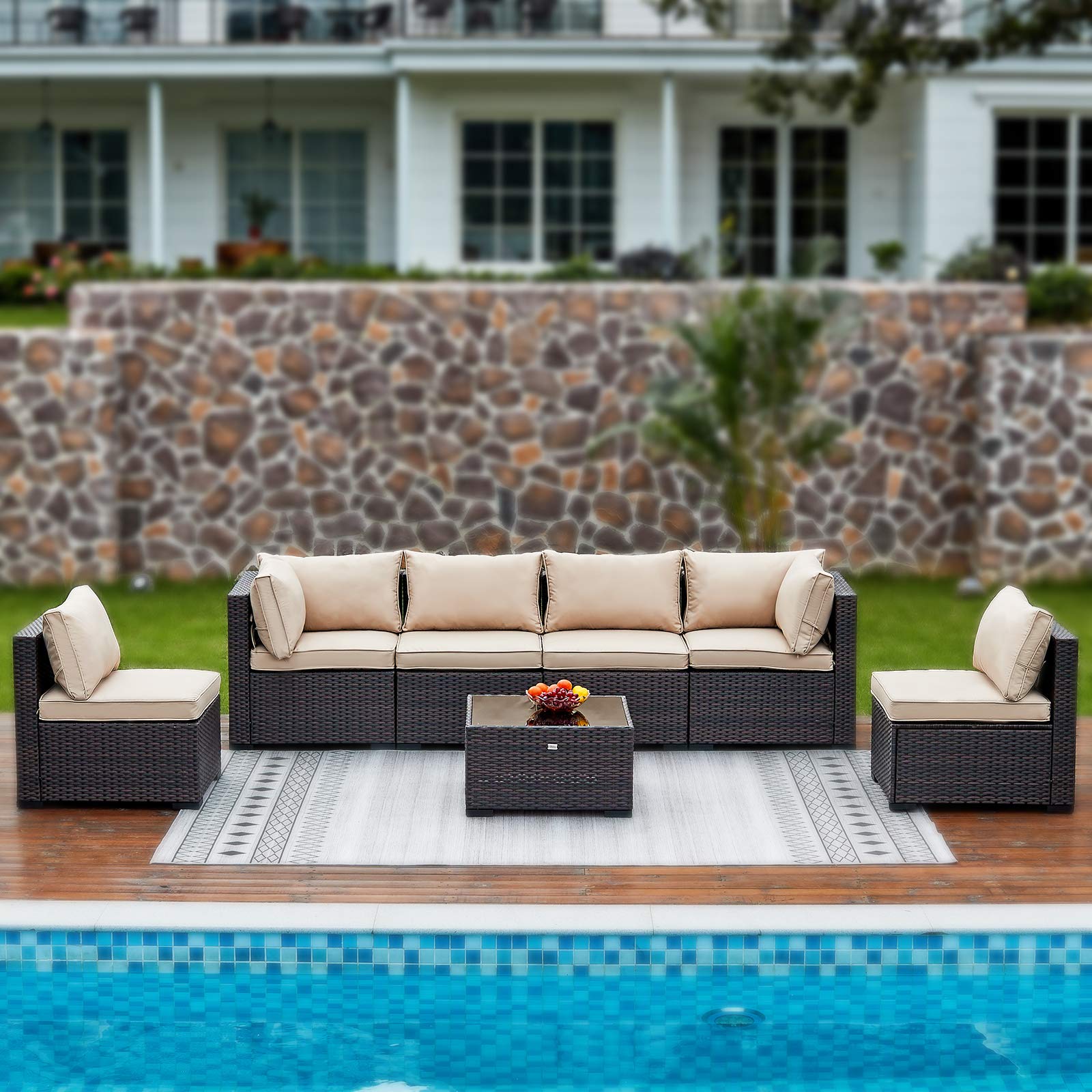 Buy NATURAL EXPRESSIONS 7 Piece Wicker Outdoor Patio Furniture Sets