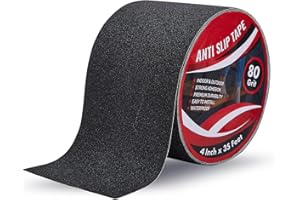 IONCAT Anti Slip Tape for Stairs 4 Inch x 35 FT : Heavy Duty Grip Tape for Stairs Outdoor & Indoor - Non Skid Tape for Stair Treads - Non Slip Strips for Steps Ramp - High Traction - 80 Grit - Black