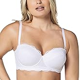 Leonisa Strapless Bras for Women - Full Coverage Push Up Bra with Lace and Pads