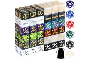 LAMJAM 78 Pieces MTG Dice Counters Bulk Life Keyword Counter Dice Set Plus 1/+1 Buff Ability Tokens for MTG, TCG, Cards Gaming Accessories