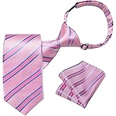 DiBanGu Boys Adjustable Tie and Pocket Square Pre-tied Zipper Necktie for Kids Wedding Party Graduation School Uniforms