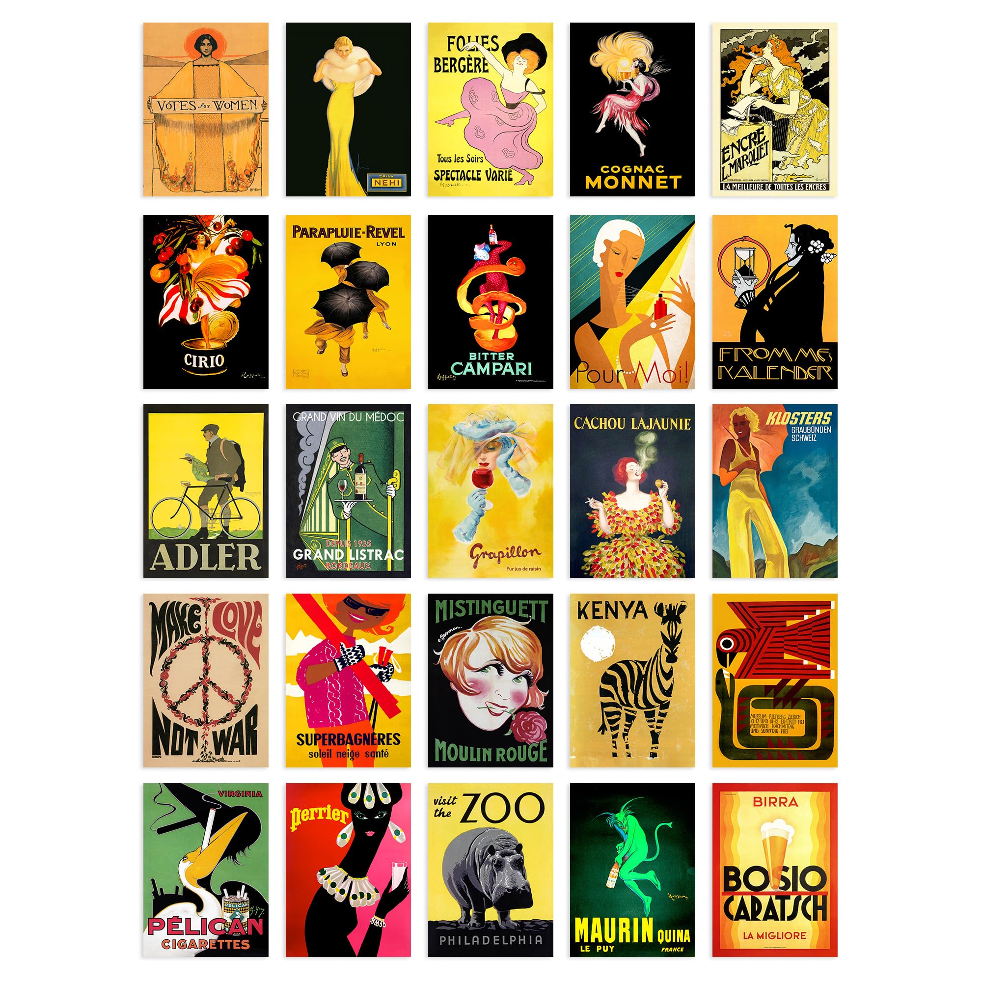 Artery8 50 Pcs Vintage Advertising Aesthetic Collage Kit Old Advert Posters Wall Art Prints A6 Set Pack 14.8 x 10.5 cm (5.8 x 4.1) Bathroom Wall Decor Collection