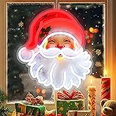 Christmas Window Decorations Lights, LED Santa Claus Acrylic Neon Signs, Cute Room Decor Powered 5V Art Decorative Night Lights Indoor for Christmas Tree, Home, Bedroom, Office,Dorm,Party
