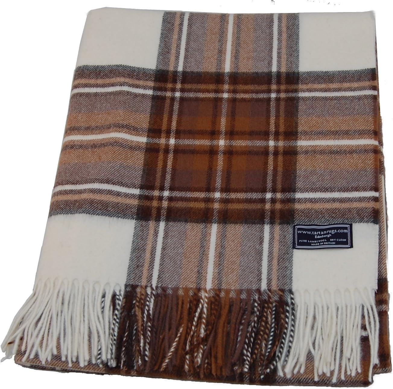 Highland Tweeds Bronte Natural Dress Stewart Lambswool Tartan Rug