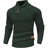 Arcciit Mens Casual Pullover Fall Winter Turtleneck Cable Knit v Neck Fisherman Waffle Sweater