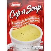 Lipton Cup-a-Soup Instant Cream of Chicken Soup 4 count, 2.4 oz | For warm soups, dips, recipes and quick meals; Cream of Chicken; 4 count, Only 60 Calories Per Serving; 2.4 oz.