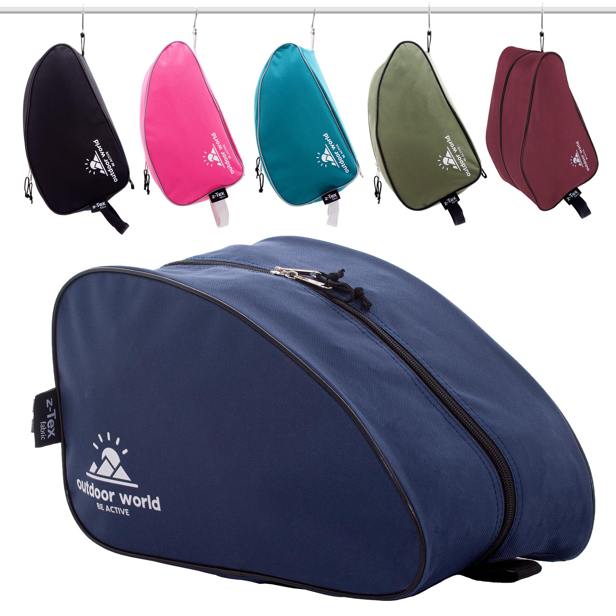 Outdoor World Premium Boot Bag – Water-Resistant 600D Polyester Shoe & Boot Storage for Hiking, Walking, Football, Rugby, Golf & Gym – Fits Up to UK Size 13 – Wide Zip Opening & Carry Handle (Navy)