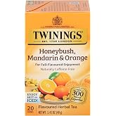 Twinings Honeybush, Mandarin, &amp; Orange Herbal Tea Individually Wrapped Bags, 20 Count (Pack of 1), Naturally Caffeine-Free, Enjoy Hot or Iced, 20 Teabags