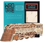 Wood Trick Atlantic Express Train 3D Wooden Puzzles for Adults to Build | [636 Parts] Rides up to 9 Feet - Engineering DIY Locomotive Wooden Model Kit for Adults to Build