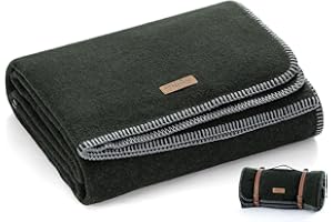Molithe 100% Wool Blanket, 62" x 86", Warm, Thick, Washable, Military Wool Blanket, Great for Camping, Outdoors, Sporting Eve