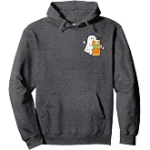 Ghost Halloween, Ghost With Energy Drink Fall Tee (Pocket) Pullover Hoodie