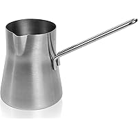 Turkish Arabic Coffee Maker Pot, Brushed Stainless Steel, Butter Melting Milk Warmer Small Pot with Spout for Stove top…