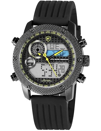 SharkNinja Shark Mens Military Watch Alarm Black Sport Sh587