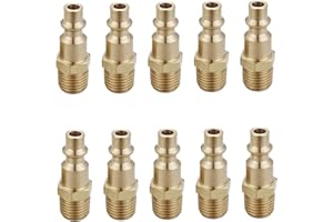 T TANYA HARDWARE Brass 1/4-Inch NPT Male Industrial Air Hose Quick Connect Adapter, Air Coupler and Plug Kit, Air Compressor Fittings, 10pcs (Male NPT)