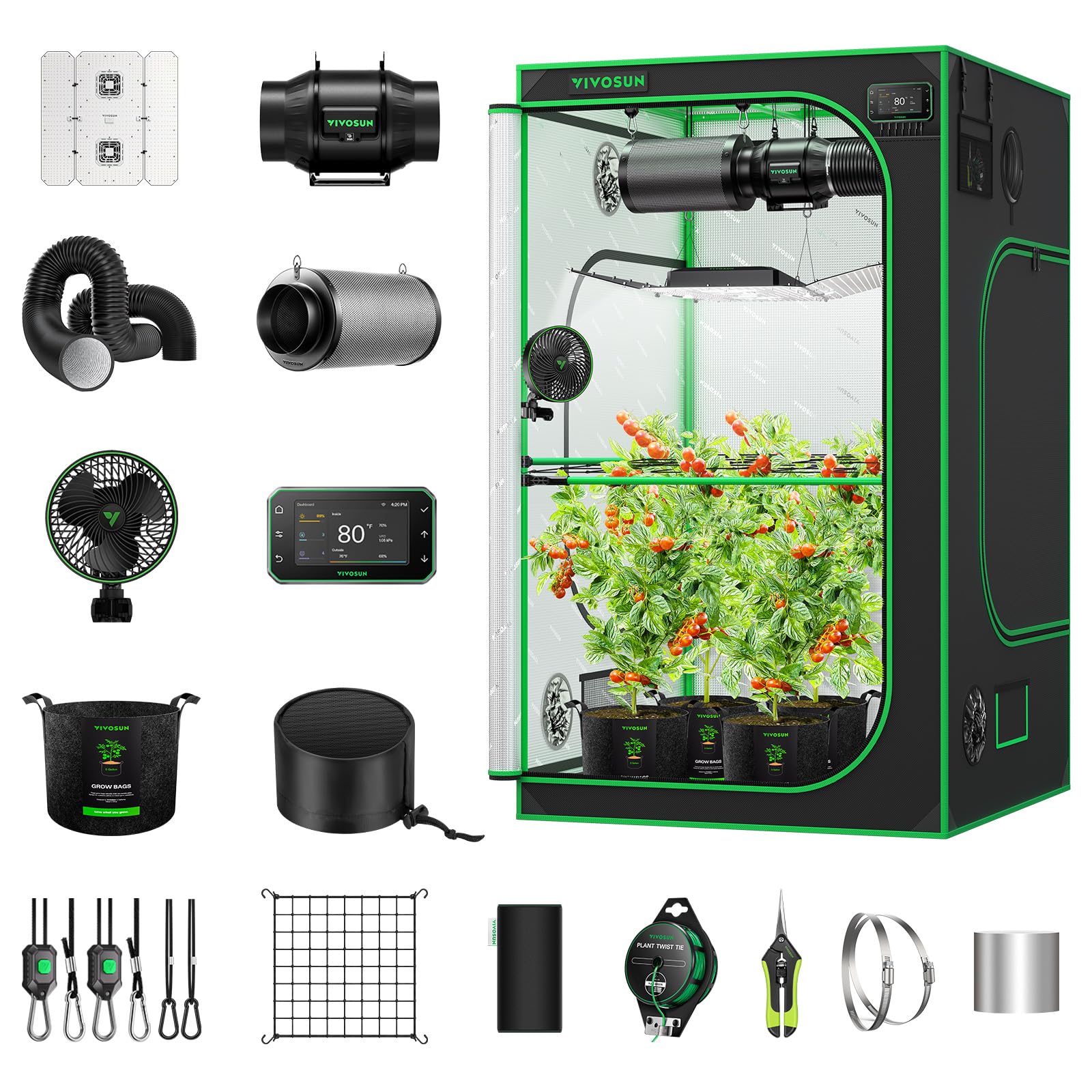 Photo 1 of **PARTS ONLY**VIVOSUN Smart Pro Grow Tent Kit 4×4 Complete Smart Grow System WiFi-Integrated Automatic Control GrowHub E42A+, 2-in-1 Tunable Spectrum LED Grow Light, 360° Ventilation & Circulation Control System