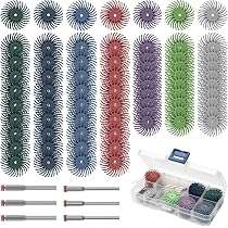 66pc Radial Bristle Disc Polishing Kit - 6 Grit Set 80 To 1000 With 1/8" Shank For Rotary Tools - View #6