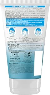 Garnier Pure Active 3in1 Clay Mask Wash Scrub 150ml Pack of 3 view 2