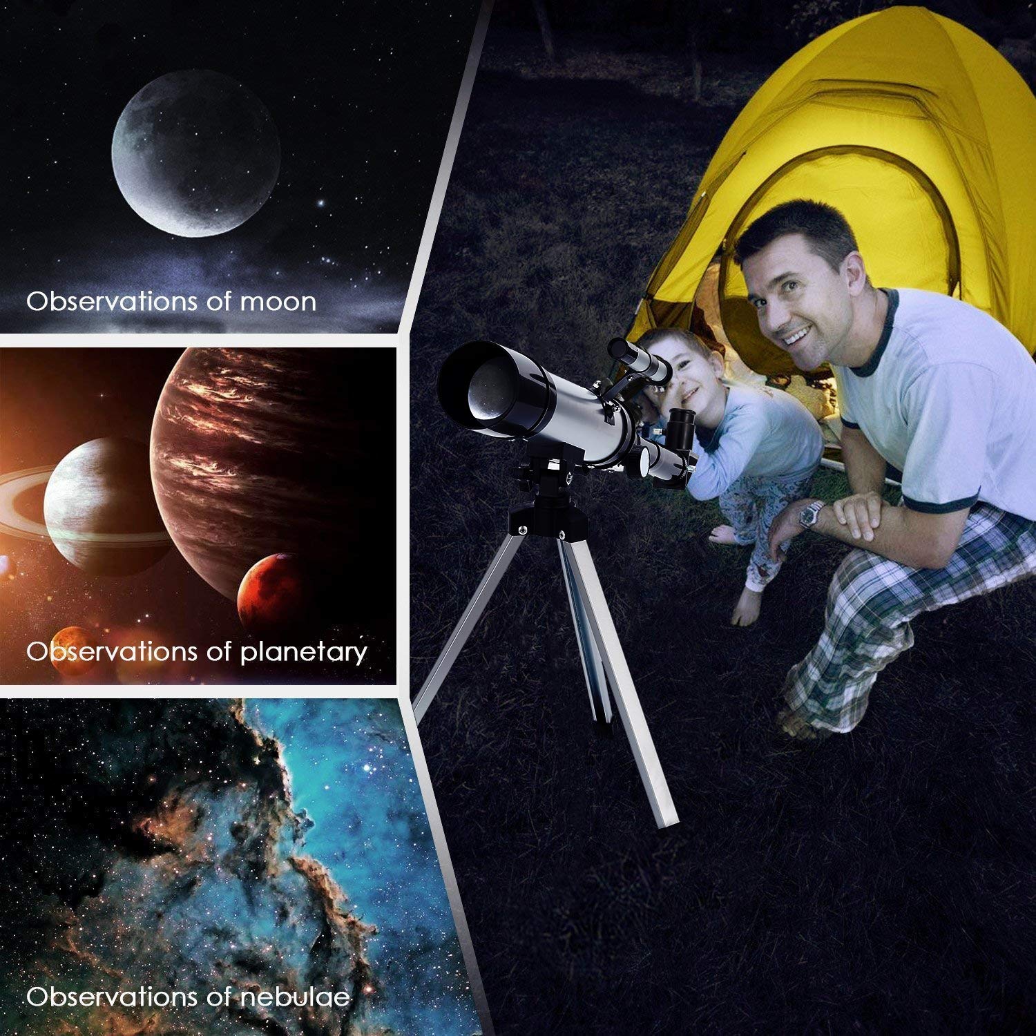 Télescope Portable Astronomique Réfracteur Zoom HD Monoculaire Espace Télescope,avec Portable Trépied，Observer des Etoiles Lune Ciel pour Débutants Enfants - Ranipobo