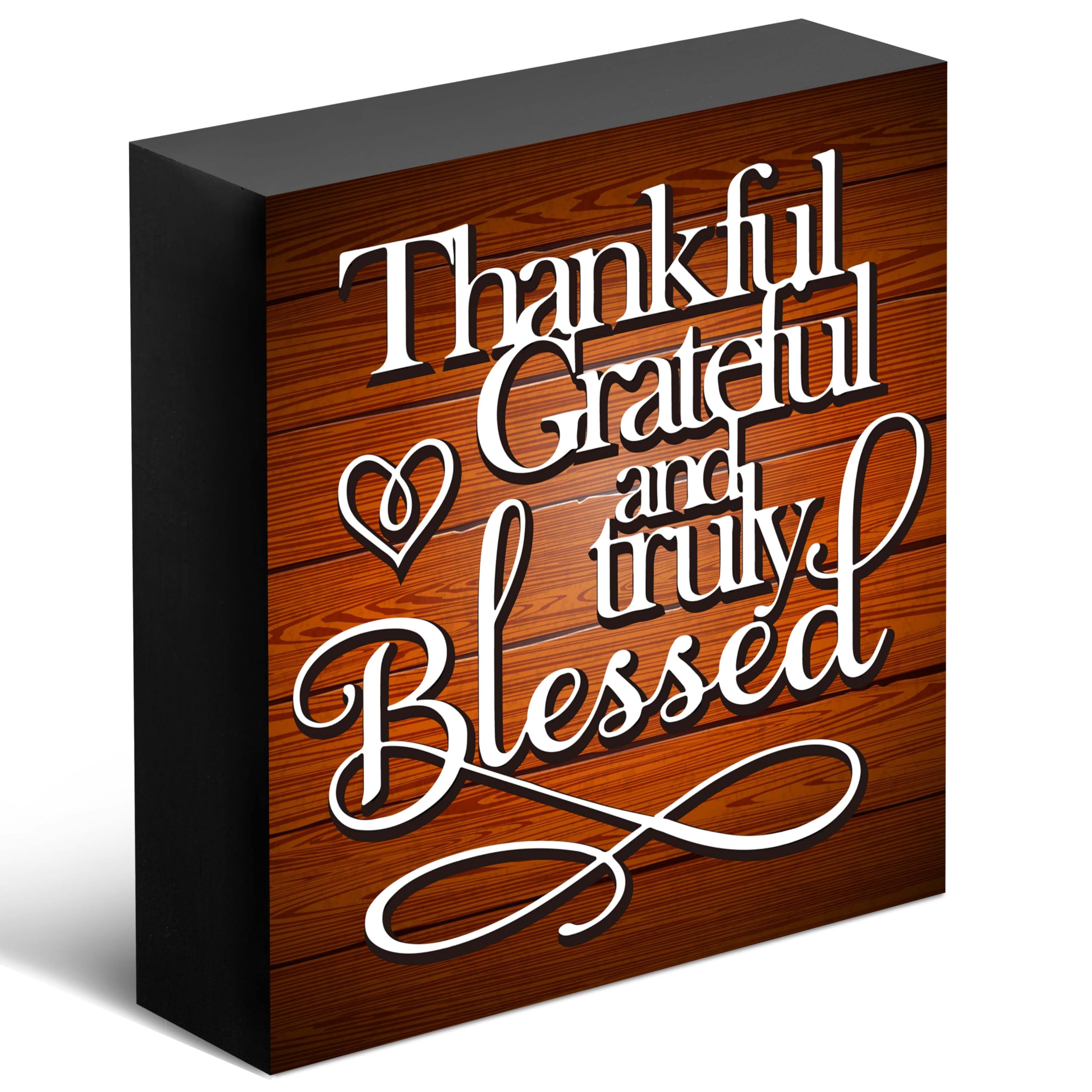 Photo 1 of ‘Thankful, Grateful and Truly Blessed’ Wooden Box Sign Decor, Thanksgiving Gifts for Family, Home Decoration for Desk, Table, Shelf, Bedside Table, Fireplace Mantelshelf, Windowsill, etc.(049)