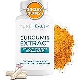 PUREHEALTH RESEARCH Curcumin Extract - High Absorption Turmeric Supplement for Robust Immune Support - Joint Support for Overworked Joints and Muscles - Powered by Curcugen x39 Bioavailable - 1 Bottle