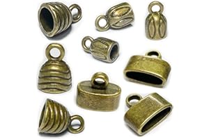 Brass Cord End Cap 90 Pcs Kumihimo Kit Flat Leather Cord End Caps Round Tassel End Caps Barrel End Caps Bracelet Making Supplies Leather Bracelet Making Kit by Heather's cf