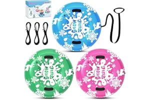 DISHIO Snow Tube for Teen Outdoor Sledding, 36" Set of 3 Inflatable Heavy-Duty Snow Sled Thickened PVC Snow Toys with Handles Tow Rope Snow Tube Toys, Fun Winter Toys Outdoor Blow Up Sleds for Family